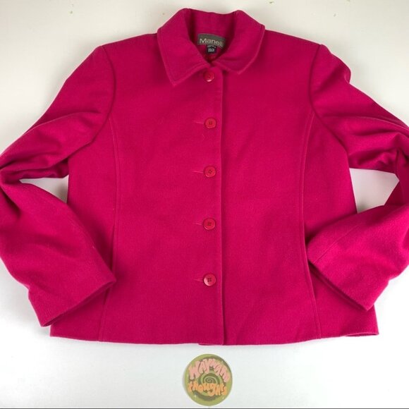 Manelli Melton Cloth Felt Pink Pea Coat size 12 - Picture 3 of 14